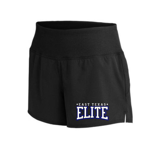 Black East Texas Elite Womens Shorts, East Texas Elite Baseball Shorts, Womens Elite Baseball Training Shorts