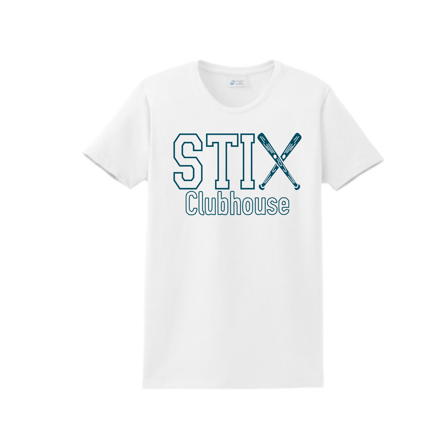 Teal Iced Out STIX Clubhouse Softball Tee, White STIX Softball Tshirt, STIX Softball Long Sleeve