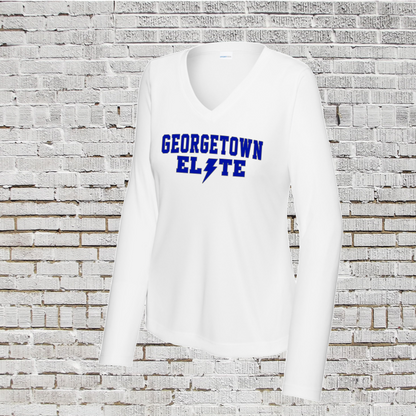 Long Sleeve White Georgetown Elite Tee, Elite Blue Allstars Shirt, Georgetown Elite Blue TShirt