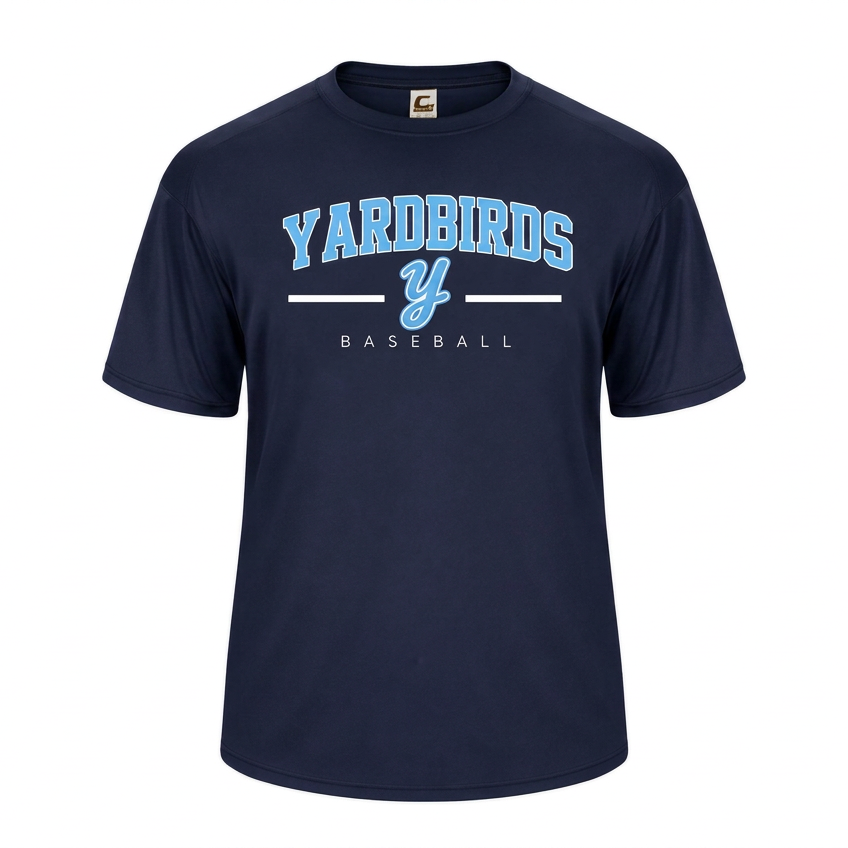 Yardbirds Classic Navy Baseball Tee individual product mockup