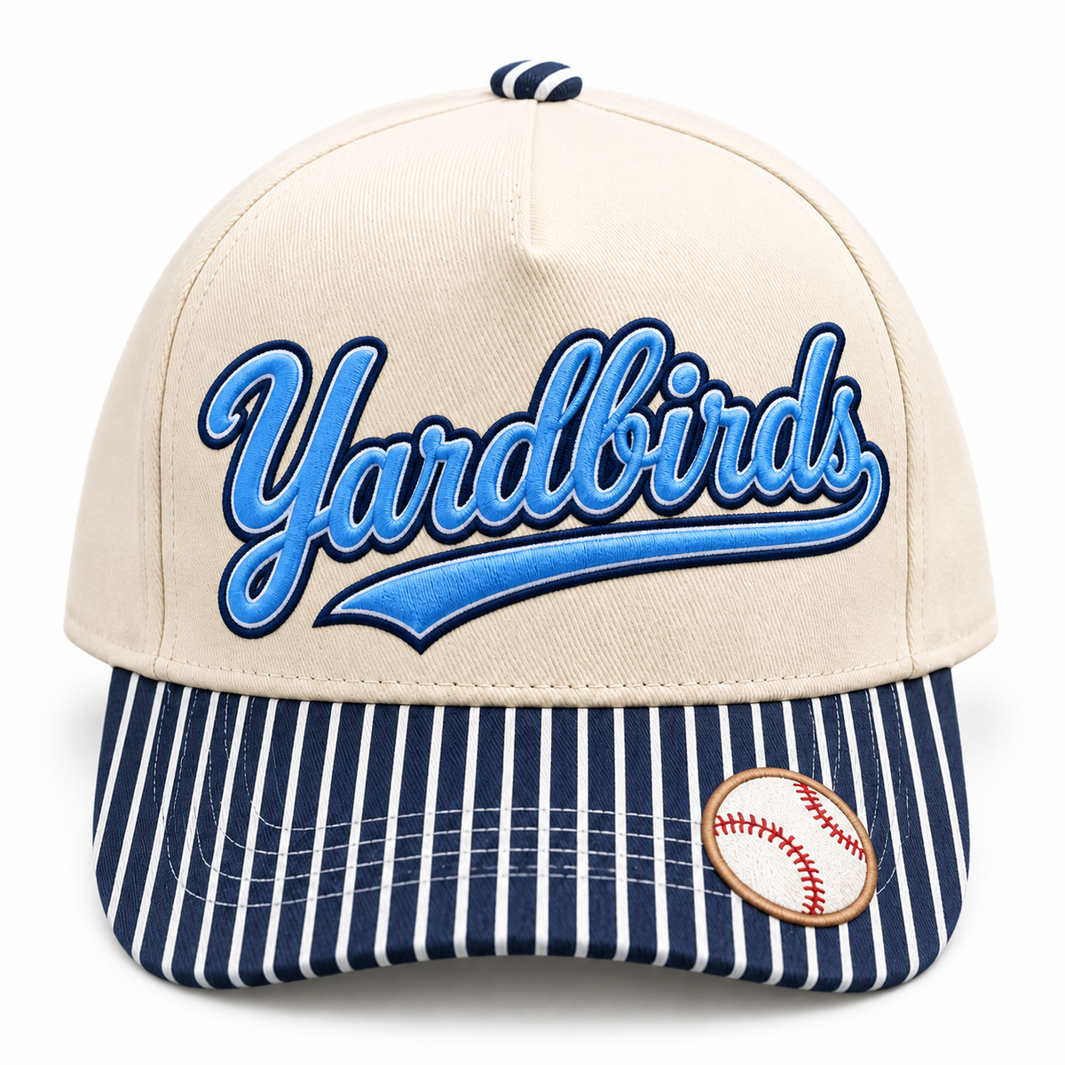 Yardbirds Columbia Blue Pinstripe Script Hat front individual product view