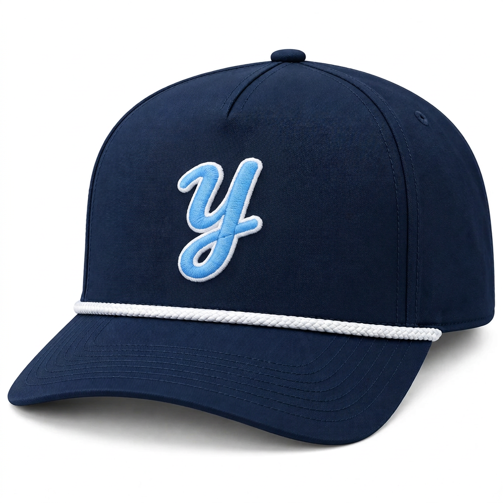 Yardbirds navy rope hat with embroidered Columbia blue Y