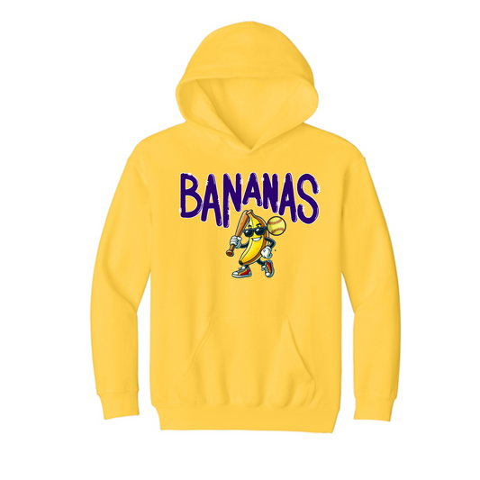 Bananas Softball Hoodie, Yellow Bananas Hoodie, Georgetown Bananas Softball Sweatshirt