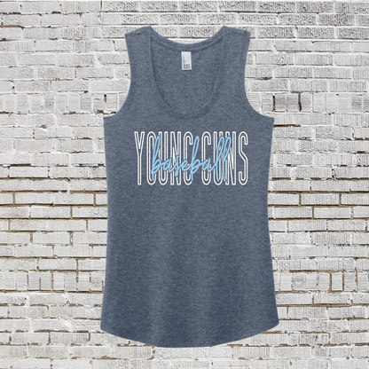 Navy Young Guns Baseball Tank Top, Young Guns Baseball, YG White Tank, Young Guns Womens Shirt