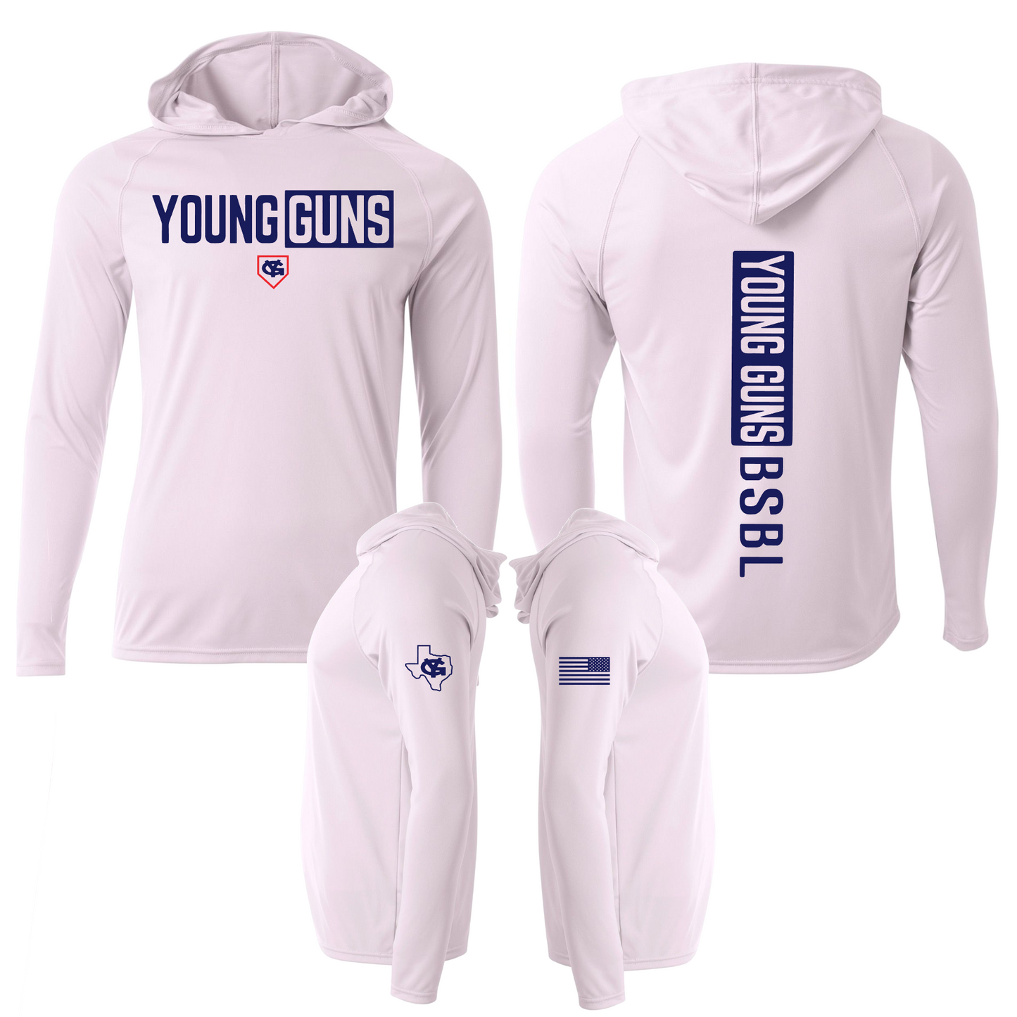 Short Sleeve Young Guns BSBL Hoodie Tee, Young Guns Baseball Spirit Wear, Young Guns Shirt