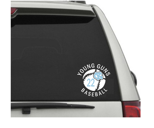 Young Guns Baseball Window Decal, Number Car Decal, GTX Young Guns Window Sticker