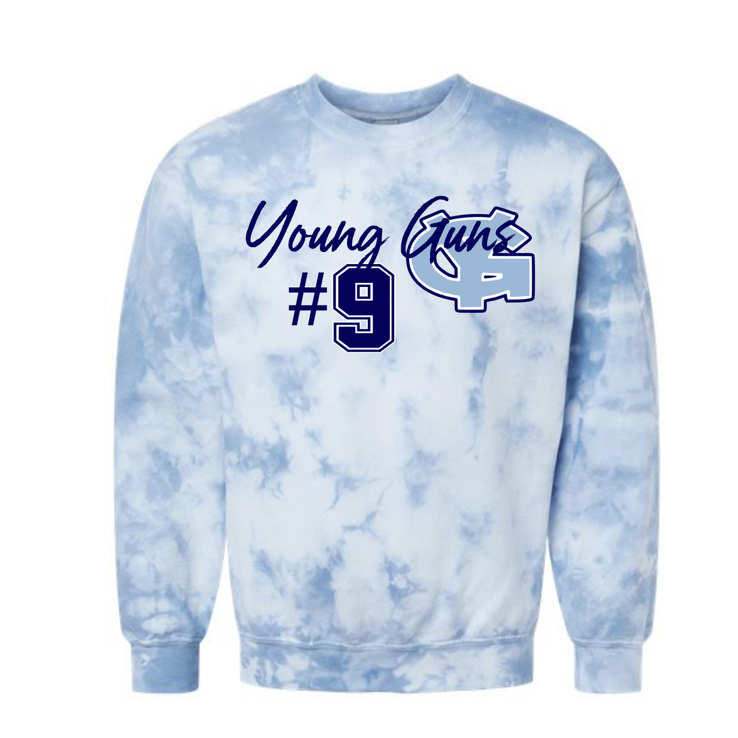 Young Guns Crewneck Sweatshirt, Young Guns Mom Sweatshirt, White Young Guns Sweatshirt, Blue Tie Dye Sweatshirt