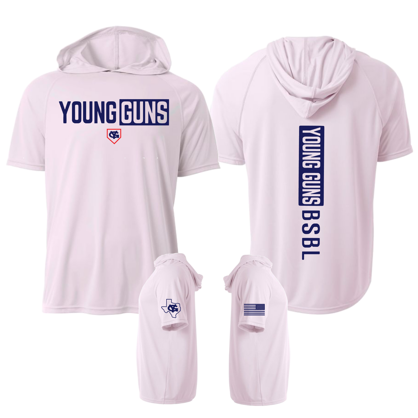 Short Sleeve Young Guns BSBL Hoodie Tee, Young Guns Baseball Spirit Wear, Young Guns Shirt