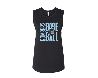 Bombers Baseball White Tank Top, Women's Jersey Muscle Tank, Baseball Womens Tank Top, Bella and Canvas Muscle Tee