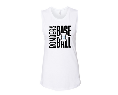 Bombers Baseball White Tank Top, Women's Jersey Muscle Tank, Baseball Womens Tank Top, Bella and Canvas Muscle Tee