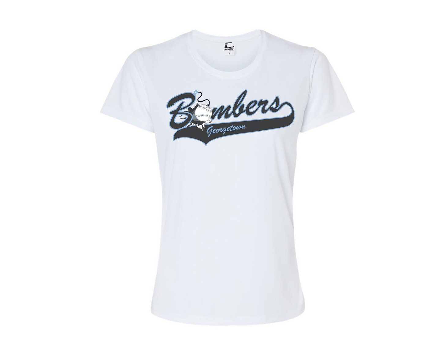 White Classic Bombers Logo Shirt, Georgetown Bombers Logo Tee