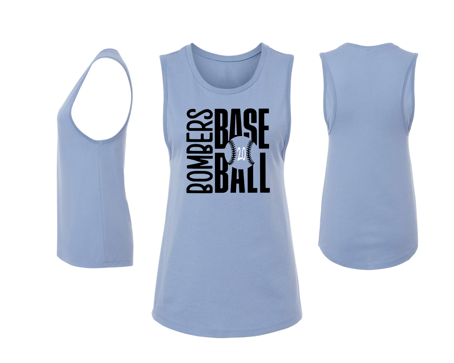 Bombers Baseball White Tank Top, Women's Jersey Muscle Tank, Baseball Womens Tank Top, Bella and Canvas Muscle Tee